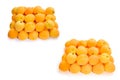 Ripe juicy orange apricots isolated on white background Royalty Free Stock Photo