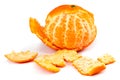 Ripe juicy peeled mandarin orange. on white background Royalty Free Stock Photo