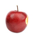 Ripe juicy red apple with bite mark on white Royalty Free Stock Photo