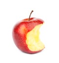 Ripe juicy red apple with bite mark on background Royalty Free Stock Photo
