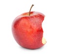 Ripe juicy red apple with bite mark on white Royalty Free Stock Photo