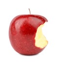 Ripe juicy red apple with bite mark on white Royalty Free Stock Photo