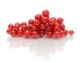 ripe juicy red currant berries on a white background with reflection Royalty Free Stock Photo