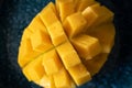 Ripe juicy sliced mango. Above view