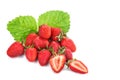 Ripe juicy strawberries on a white background.