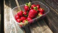 Ripe juicy strawberry from a box grown on an organic farm. Royalty Free Stock Photo