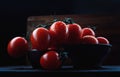 Ripe juicy tomatoes in a ceramic dish Royalty Free Stock Photo