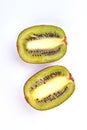 Ripe kiwi fruit sliced in two halves. Royalty Free Stock Photo