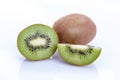 Ripe kiwi fruits with half on white background Royalty Free Stock Photo