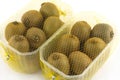 Ripe kiwi fruits in plastic container isolated closeup Royalty Free Stock Photo