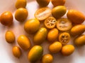 Ripe kumquat fruit isolated on white background. closeup. Royalty Free Stock Photo