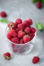 ripe large raspberries in a glass bowl Royalty Free Stock Photo