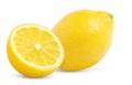 Ripe lemon fruit with half isolated. Lemons with clipping path. Royalty Free Stock Photo