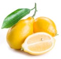 Ripe lemon fruits on the white.