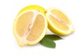 Ripe lemon and two half Isolated on white background Royalty Free Stock Photo