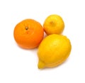 Ripe lemons amd orange isolated closeup Royalty Free Stock Photo