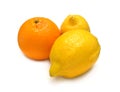 Ripe lemons amd orange isolated closeup Royalty Free Stock Photo