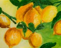 Ripe lemons on a branch oil painting