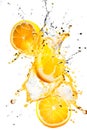 Ripe lemons with splashes of drops of water or juice on a white background, Generative AI 1