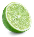Ripe lime half on white background. Clipping path