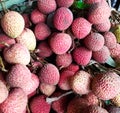 The ripe litchis are very sweet and delicious, they have been put up for sale Royalty Free Stock Photo