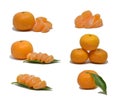 Ripe mandarin with leaves close-up on a white Royalty Free Stock Photo