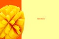 Ripe mango cut into cubes, macro Royalty Free Stock Photo