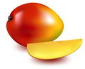 Ripe mango with the mango slice.