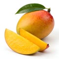 Ripe Mango with Slice Isolated on White Background Royalty Free Stock Photo