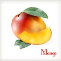 Ripe mango on the white