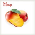 Ripe mango on the white