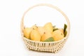 Ripe mangoes in basket Royalty Free Stock Photo