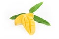 Ripe mangoes are isolated on a white background. Summer fruit Royalty Free Stock Photo