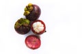 Ripe mangosteen isolated on white background. Fruit