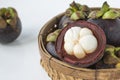 Ripe mangosteen, white flesh, fresh and juicy