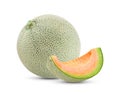Ripe melon with slice on white background Royalty Free Stock Photo