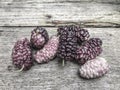 Ripe mulberry fruit on wooden table Royalty Free Stock Photo