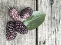 Ripe mulberry fruit on wooden table Royalty Free Stock Photo