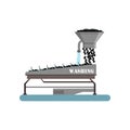 Ripe olives washing on a conveyor line, olive oil production process vector Illustration on a white background