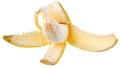 Ripe open banana isolated