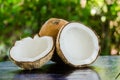 Ripe and open coconuts Royalty Free Stock Photo