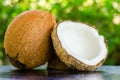 Ripe and open coconuts Royalty Free Stock Photo