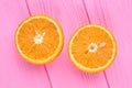 Ripe orange cutted on two halves. Royalty Free Stock Photo