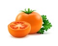 Ripe Orange Fresh Cut Whole Tomatoes with parsley Royalty Free Stock Photo