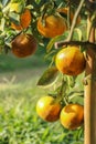 Ripe orange hanging on a tree