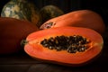 Ripe orange papaya fruit. Generate ai