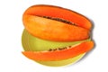 Ripe orange papaya on a plate