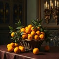 Ripe oranges in a basket. Royalty Free Stock Photo