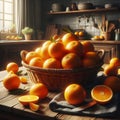 Ripe oranges in a basket. Royalty Free Stock Photo
