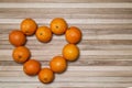 Ripe oranges in the shape of heart